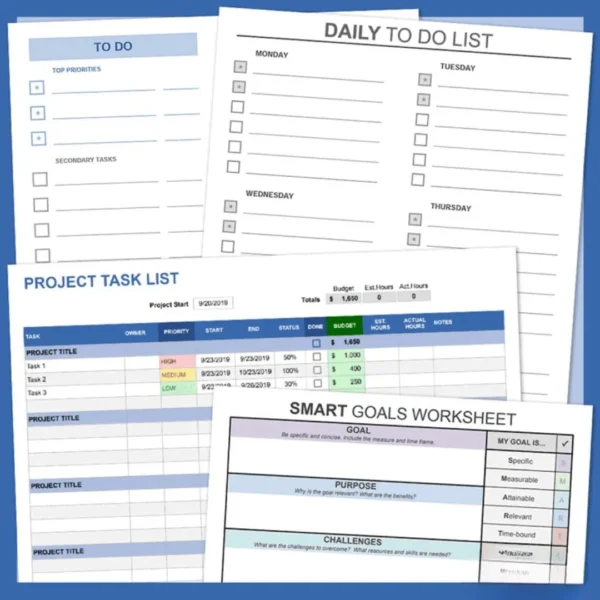 To Do List with Notes and Goal Dates – Printable Planner Sheet